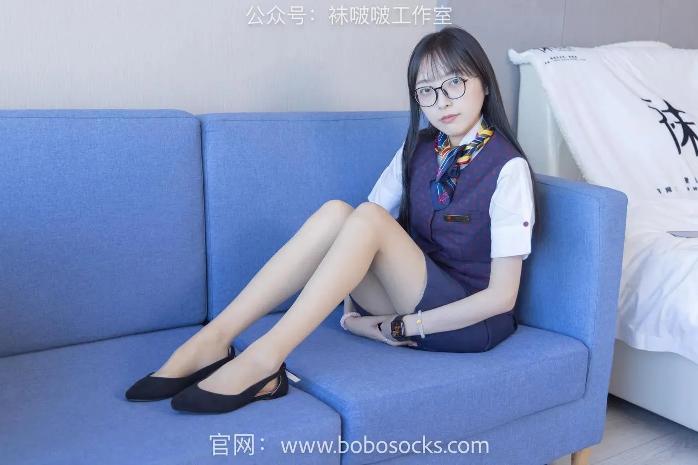 [BoBoSocks袜啵啵]NO.115 稚予-平底鞋、肉丝、空姐制服 [136P]插图